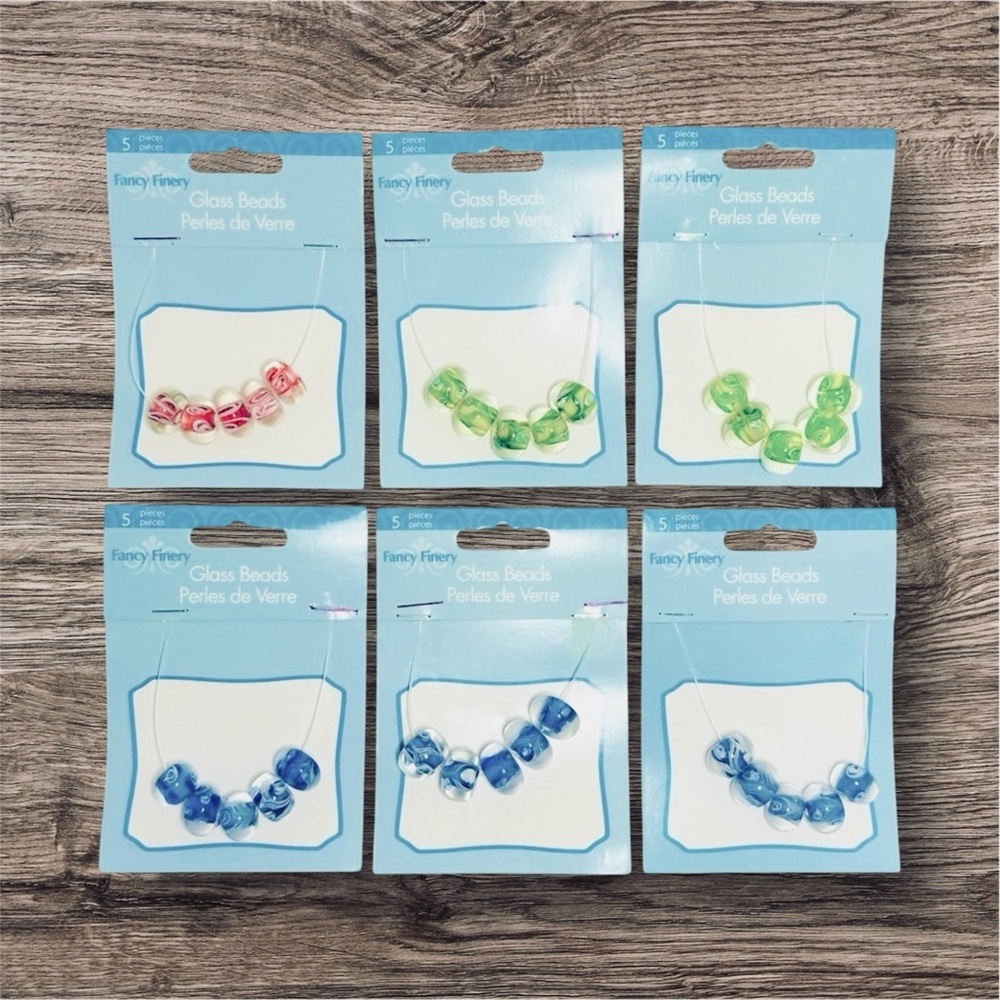 Lot of 6 Packages Fancy Finery Glass Beads for Jewelry Making